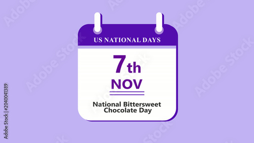 Foto Chocolate dessert calendar interface showing 7th November National Bittersweet C
