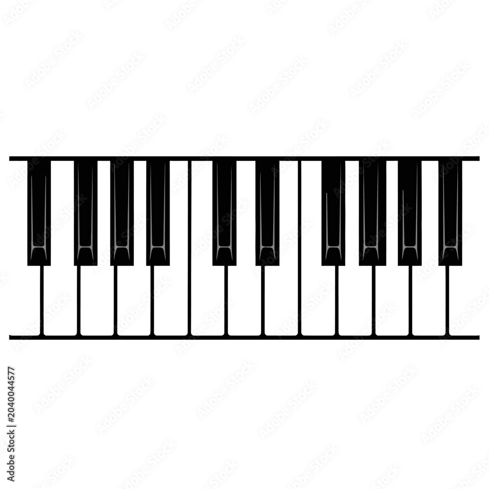 Fototapeta premium Black and white piano keys isolated on white background musical instrument