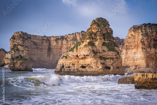 Praia da Marinha Sea Stacks Turquoise Water Algarve Portugal