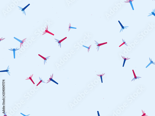 Foto Colorful Dragonflies Scattered Nature Summer Pattern