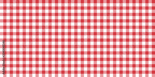 Obraz na płótnie Seamless red and white gingham pattern with diagonal striped elements and balanc