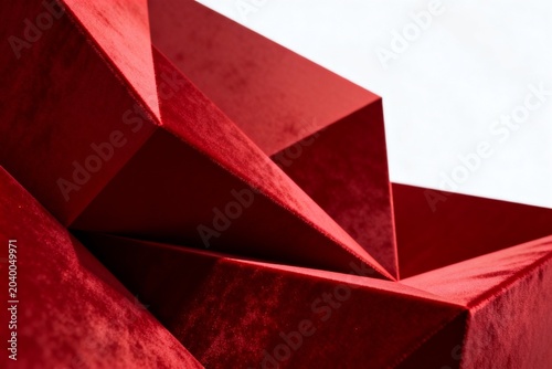 Abstract Red Velvet Geometric Sculpture