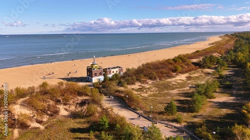 Baltic Sea and the Stogi beach in autumnal colors, Gdansk. Poland