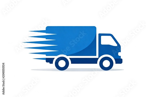 Blue Delivery Truck Icon with Speed Lines