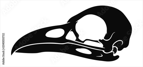 Schilderij op canvas Crow or Raven Skull icon Silhouette Vector black design on a white background