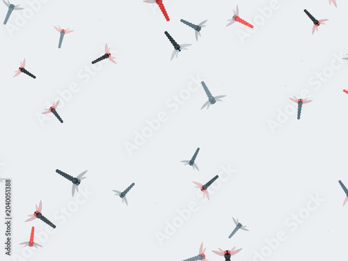 Obraz na płótnie Flying Dragonflies Translucent Wings Vector Design
