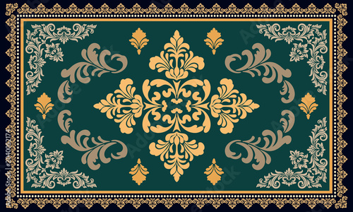 Damask rug pattern. Capet design. Rug pattern texture,carpet pattern floral.motif,grometric. Rug design elegance, decor living dining room,bedroom. Damask floral pattern.Woven carpet illustration 
