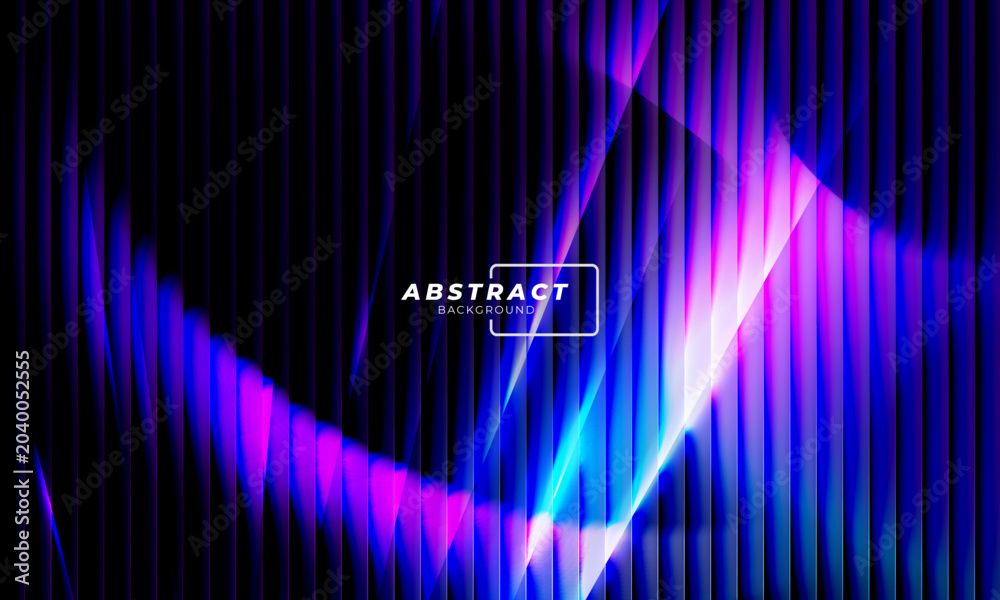 Fototapeta premium Abstract smooth gradient ribbed glass backgrounds, neon striped glass effect abstract glowing light background