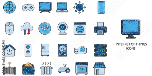 Internet of Things simple New concept 24 color icons set .Vector illustration.