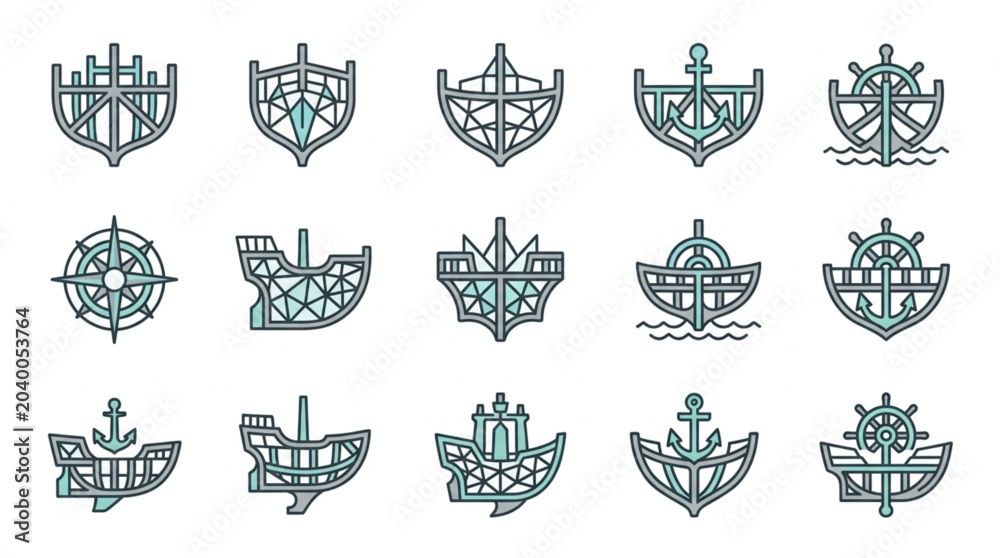Obraz premium Collection of Vintage Naval and Maritime Emblems
