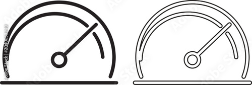 Foto Vector illustration of outlined and bold gauge icons with semicircular arcs, cen