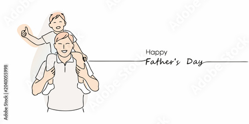 Foto Father And Son Continuous Line Drawing With Text Happy Father s Day