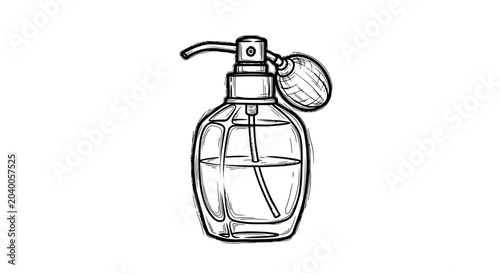 Fotografie Vintage Perfume Bottle Ink Sketch