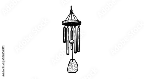 Bild auf Leinwand Wind Chime Vector Illustration