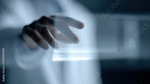 futuristic doctor using ai hologram interface analyzing digital medical records healthcare technology
