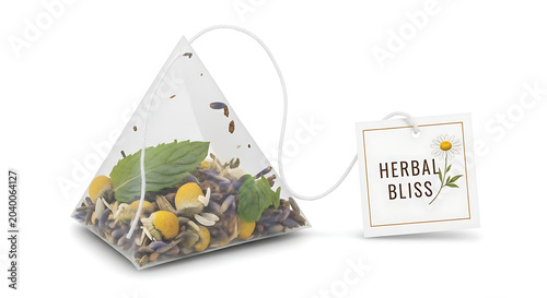 Round green tea bag isolated on transparent background, herbal infusion for wellness and relaxation
