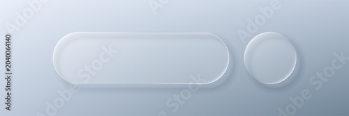 Foto Liquid glass morphism vector button and circle shape on grey background