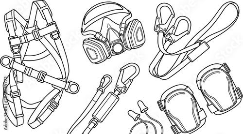 Cuadro en lienzo High Altitude Construction Fall Protection and Industrial Safety Equipment Icon