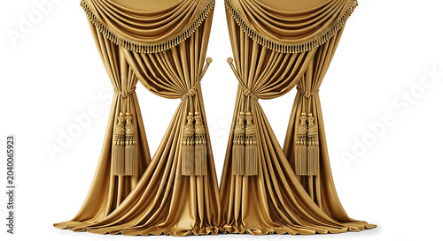 golden curtain isolated on white background