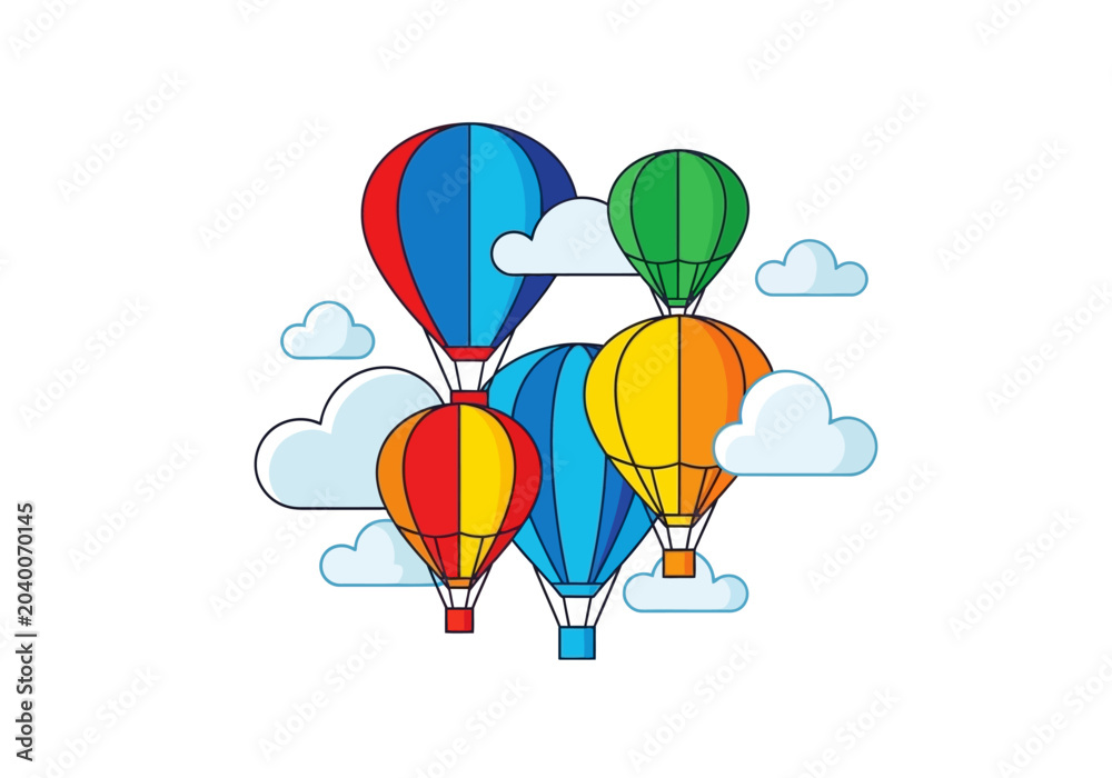 Naklejka premium colorful hot air balloons floating in the sky.