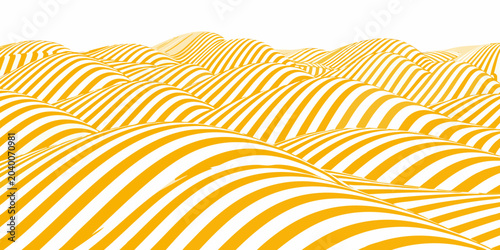 Foto Striped rolling hills vector illustration with a white background