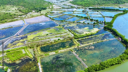 View of seafood production ponds at Ninh Hoa near Nha Trang, Vietnam