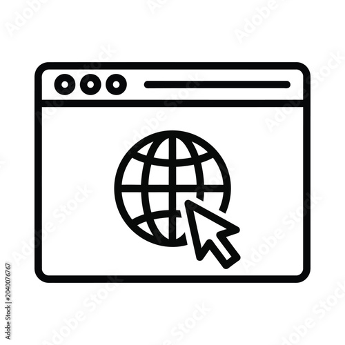 Cursor Clicks on Globe Web Browser Window