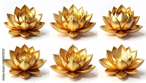 “Golden Lotus Flower Collection — Luxurious 3D Symbol of Purity, Enlightenment, and Modern Artistic Design”