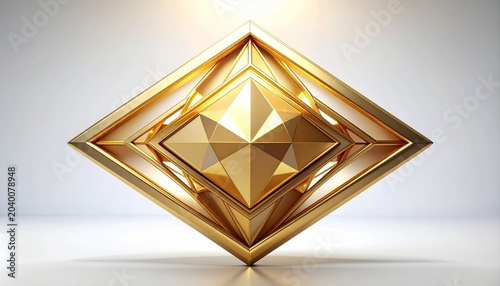 “Golden Diamond Geometric Sculpture — Luxurious Symmetrical 3D Design Representing Precision, Balance, and Modern Art”