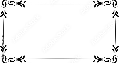Vintage ornamental corner frame border with elegant floral line decoration isolated on transparent background for certificate, invitation and wedding design use