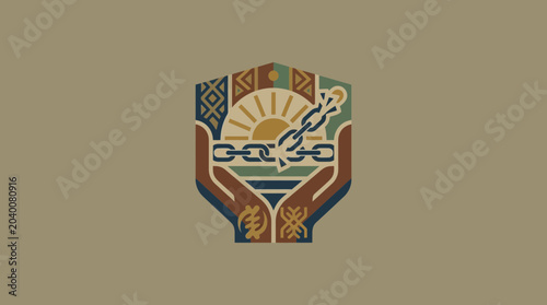 Fotografía Symbolic Illustration of Freedom and Unity with Broken Chains
