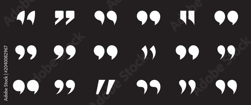 Obraz na plátně Set of inverted commas icons in black and white