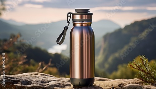 sleek portable collapsible water bottle with durable metal cap and loop perfect for on the go hydration and outdoor adventures