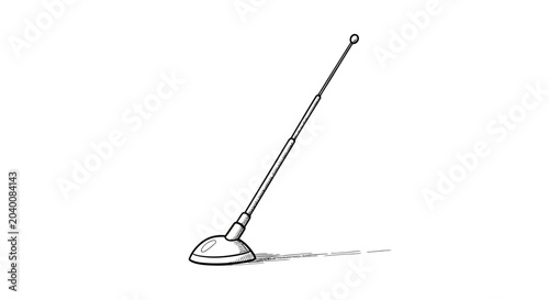 Foto A black and white line art sketch depicts a car antenna on a white background