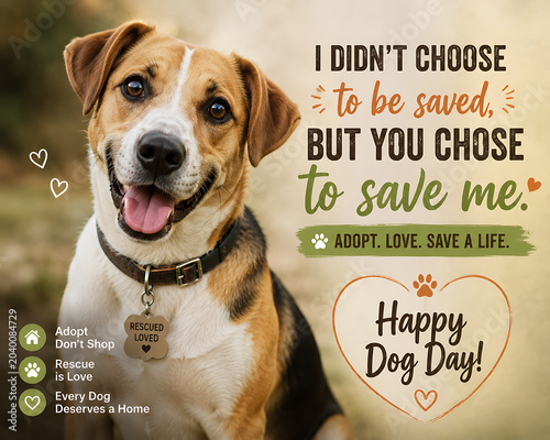 Rescue Dog Adoption Awareness Concept – Save a Life, Pet Rescue and Animal Welfare Campaign