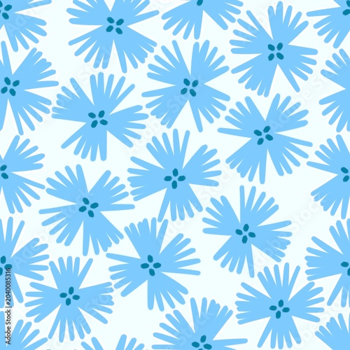 Cuadro en lienzo Blue Daisy Floral Seamless Pattern