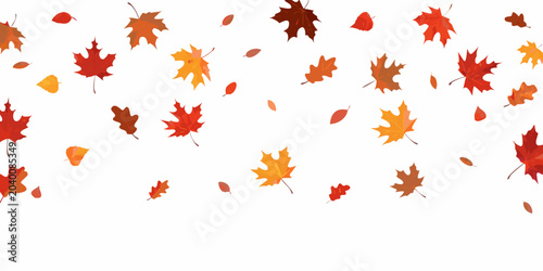 Fotografie Falling Autumn Leaves A Vector Illustration With A White Background