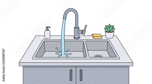 Kitchen sink with two basins.