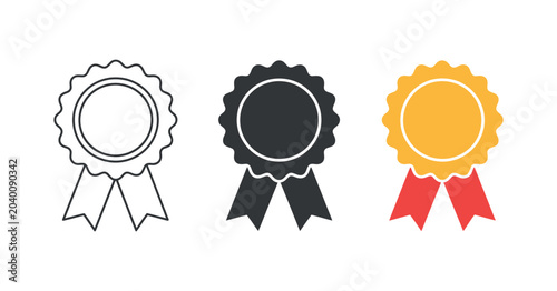 Tableau sur toile Award Ribbon Set Line Art And Filled Versions In Black And Gold