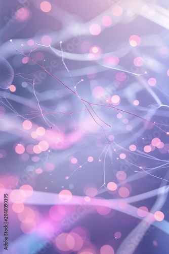 Abstract Pink and Purple Background with Luminous Orbs and Flowing Lines Dreamy Sparkle