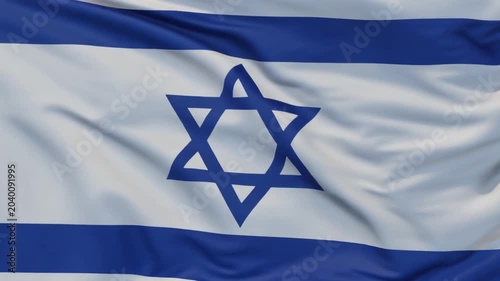 Israel national flag waving in the wind, motion, mp4 video. AI