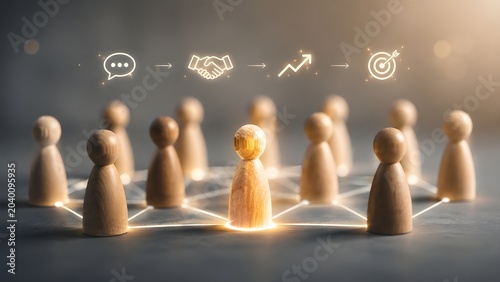 Successful team management and corporate goal alignment concept
