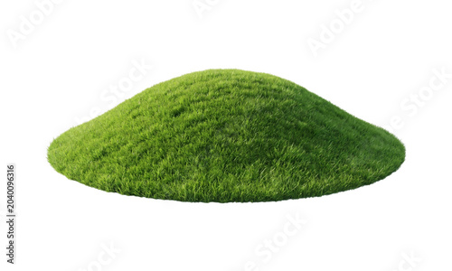 Lush green grassy hill isolated on transparent background, cutout PNG
