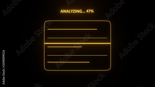 Futuristic document scanner with percentage counter on transparent background