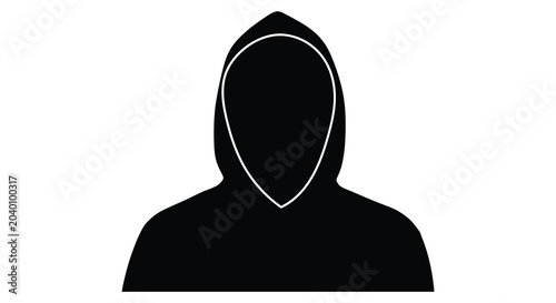Obraz na płótnie hooded figure silhouette against a white background anonymous person in dark clo