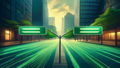 double green street signs offering directional guidance in urban infrastructure