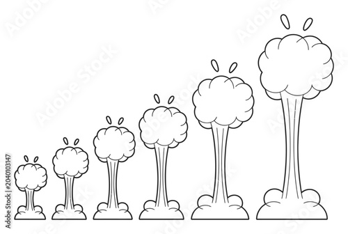 Canvas Print Cartoon explosion sequence showing increasing size and intensity