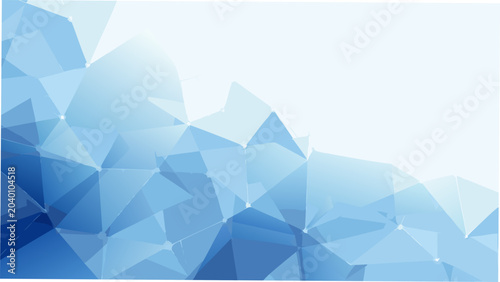 Photography Blue geometric pattern with fragmented polygonal shapes against a gradient white