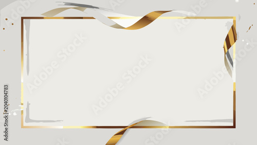 Foto Golden ribbons forming a rectangular frame with scattered confetti a celebratory