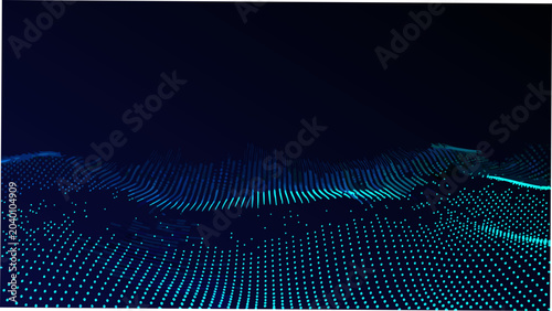 Foto A teal and navy blue wave pattern composed of numerous small dots against a dark